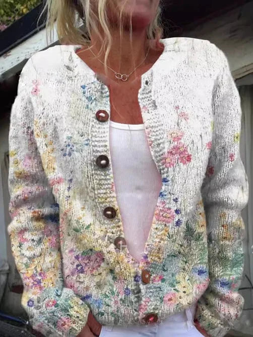 Carla - Cardigan Elegante con Motivo Floreale