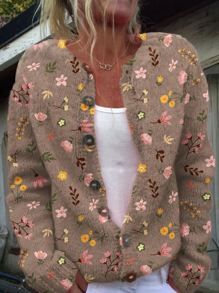Carla - Cardigan Elegante con Motivo Floreale