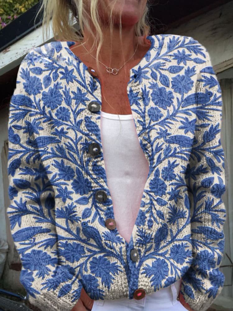 Carla - Cardigan Elegante con Motivo Floreale