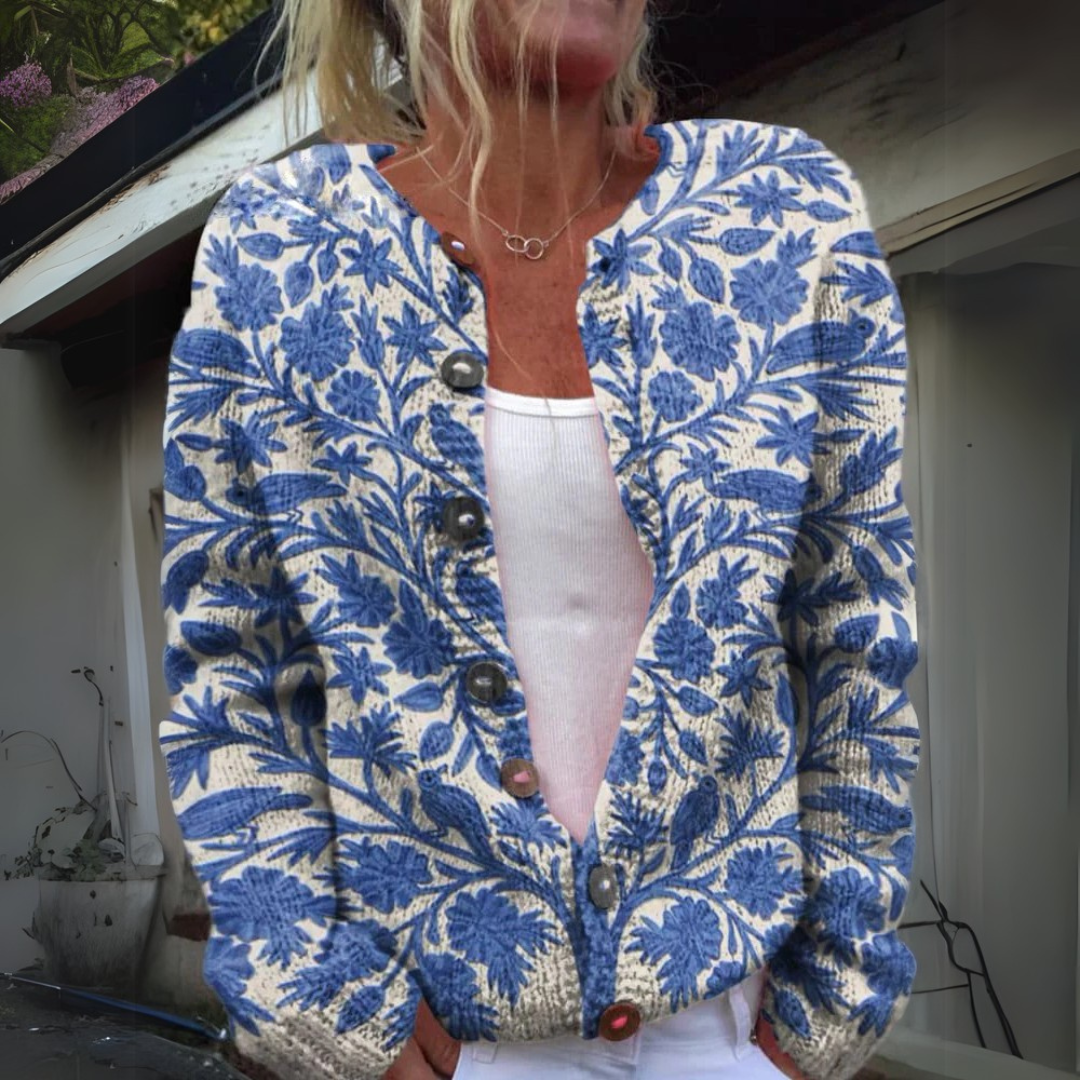 Carla - Cardigan Elegante con Motivo Floreale