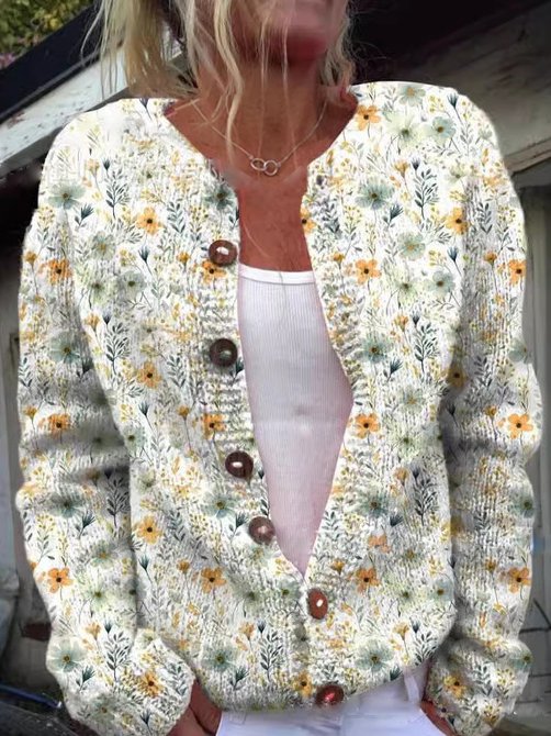 Carla - Cardigan Elegante con Motivo Floreale